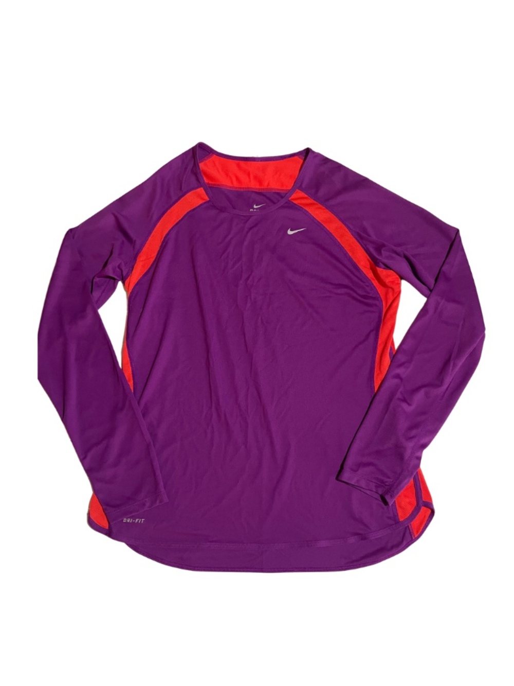 Nike Running Purple Long-Sleeve Dri-FIT Top with Orange Women L #0071